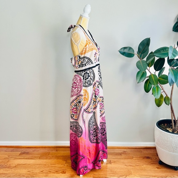 Style & Co Floral Paisley Wrap Halter Dip Dyed Maxi Dress - Picture 3 of 5